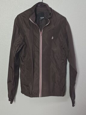 Volcom Men's Dark Brown Windbreaker with Contrast Zip